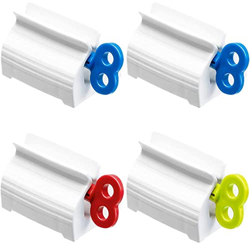 4 Stück Zahnpasta-Quetsche Drehen Zahnpastaspender Tubenpresse SqueezerZahnpasta Quetscher SitzhalterTubenquetscher für Badezimmer,Zuhause,Hotelzubehö Verwendung