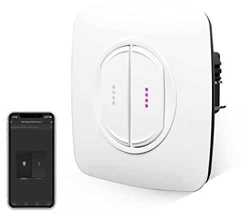 JIMEIDA Interruptor de luz inteligente táctil empotrado con blanco, marco de PC redondo, interruptor de luz basculante Wifi para trabajar con Alexa,