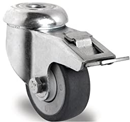 Promat Lenkrolle mit Totalfeststeller Rad-Ø 50 mm Tragfähigkeit 50 kg mit Rückenloch 11 mm Kugellager Gummi grau