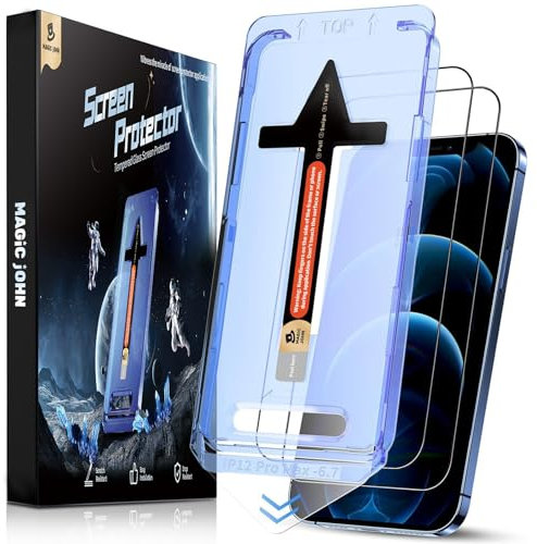 MAGIC JOHN 2 Pack for iPhone 12 Pro Max 6.7 inch Tempered Glass Screen Protector, Auto Dust-Elimination Installation, Bubble Free, HD Clear, Easy Installation
