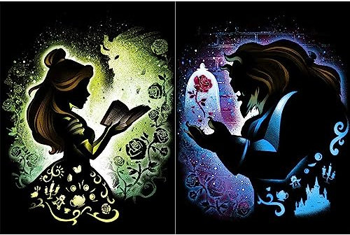 Youtheart Diamond Painting Beauty and Beast Diamond Art Belle, 5D Full Drill Cross Stitch Embroidery Kits (2 Packs)