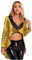 inlzdz Damen Pailletten Zauberer Frack Jacke Smoking Oberbekleidung Frauen Roter Damenfrack Halloween Verkleiden Zirkus Kostüm Gold 3XL