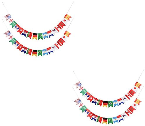YARNOW 4 Stück Wm-Flagge Internationale Wimpelketten Auf Der Ganzen Welt Eröffnungsbanner Flaggenbanner Fußballverzierung Logo Wimpelkette Mit Mehreren Länderflaggen Papier Tarnung Europa