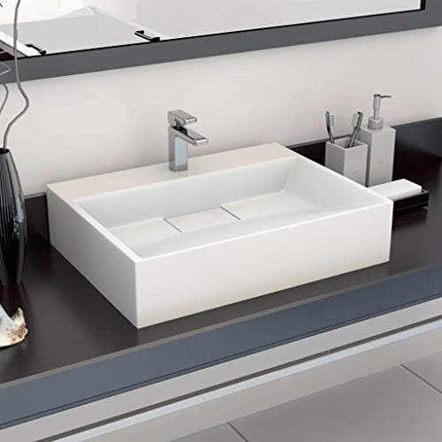 Vasque à Poser, Lavabo à Poser Lavabo Lave Main Lavabo 50x38x13 cm Fonte minérale/marbre Blanc