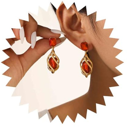Dervivea Vintage Gold Rubin Ohrringe Rubin Kristall Ohrstecker Ohrringe Unendlich Rubin Ohrringe Roter Edelstein Ohrringe Geburtsstein Ohrringe Schmuck Für Frauen Und Mädchen