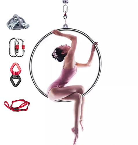 Aerial Hoop Frauen Männer Home Aerial Yoga Hoop Set für Leistung & Fitness, Professionelle Aerial Ring für akrobatische Zirkus Gymnastik, Stretching-Schaukel für Erwachsene Kinder (Size : Dia 85cm/33