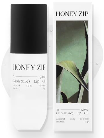 Honey Zip Lip Oil, Korean Moisturizing Lip Gloss Agave Lip Treatment, Hydrating Lip Plumper Serum for Dry Care with Natural Ingredients, K-Beauty Skincare, 3.71 mL