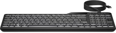 Teclado retroiluminado con cable 400, tamaño completo (100%), USB, negro