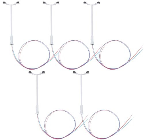 Escing Straßenbeleuchtung mit 2 LEDs, Neigung 1:160, 3 V, 6 cm, kaltweiß, strahlend, Modelleisenbahn, für Spielplatzlampen, Garten, Straßenbeleuchtung, Garten, Garten, Garten, Garten, 5 Stück