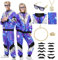 80er Jahre Outfit Damen Herren 80er 90er Kostüm Trainingsanzug Jacke Hose Party Accessoires Retro Anzug Karneval Kostüm Herren für Faschingskostüm Karneval