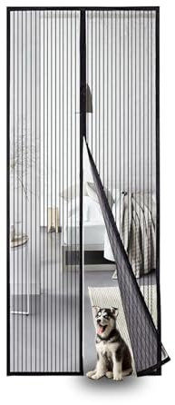 Moustiquaire pour porte de balcon, montage adhésif facile sans perçage, protection magnétique, anti-insectes, le rideau magnétique est idéal pour la porte de balcon (Noir, 70 x 210 cm)