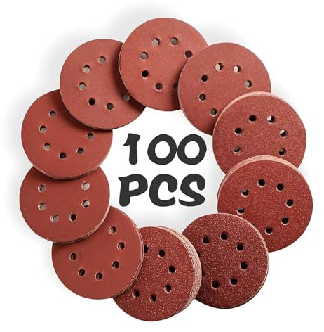 comvastar,DisquedePonçage40/60/80/120/180/240/400/800/1200/1500 Grain 125 mm 8 trous - pour Ponceuse Excentrique Ronde Grain MéLangé pour Bois, MéTal et Peinture déal pourPoncer/Polir/Dérouiller
