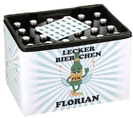 Herz & Heim® Geburtstagsgeschenk Männer DIY - Banderole für Bierkasten mit Aufklebern für Kronkorken (Lecker Bierchen)