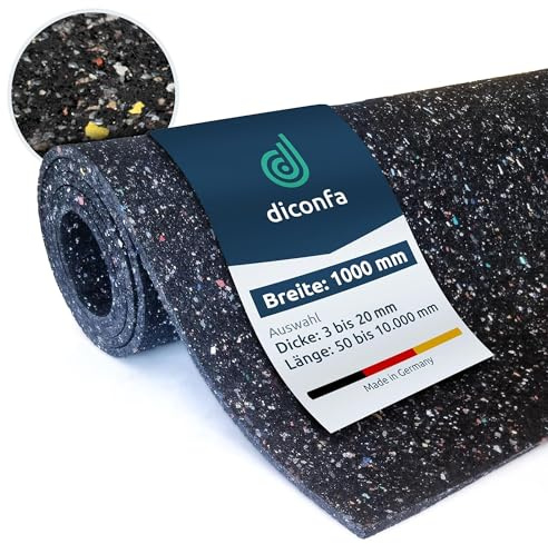 diconfa Bautenschutzmatte 1000mm 100cm 1m BREIT, 1650mm LANG, 10mm STARK | Granulat GUMMIMATTE AUF MAß - 3 bis 20mm DICK - 0,05 bis 10m LANG / Andere BREITEN 0,1 bis 1,5m - Bodenbelag Regenerat Gummi