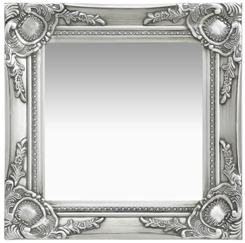 NQJIBUE Decor Wandspiegel Barock Stil 40x40cm Silber Spiegel