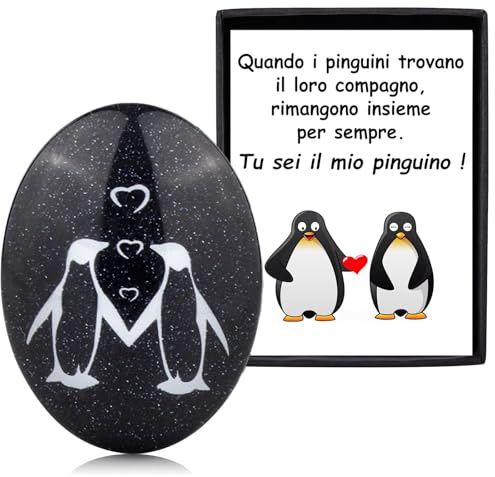 HEYOMI Pinguin Stein Geschenke Für Sie Freundin Geschenke Für Ihn Freund Paar Geschenke Weihnachten Jahrestag Geschenk Für Ihn / Sie Geschenk Jahrestag Hochzeit Frau Ehemann Valentinstag Geburtstag