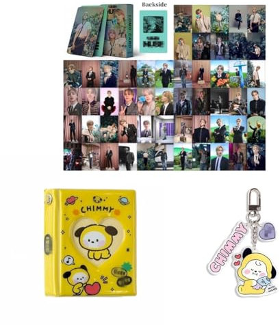 Kpop Set 60pcs JIMIN Persönliche Fotokarten Postkarte, 32pcs Aufkleber, Chimmy Album Binder Halter Buch, Chimmy Schlüsselanhänger Schlüsselanhänger (Jimin-Muse)