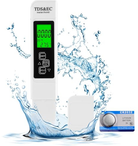 Aideepen Wassertester Trinkwasser, 3 In 1 TDS Messgerät für Trinkwasser, Digitaler Wasserqualität-Tester TDS/EC/TEMP Messgerät 0-9999ppm für Trinkwasser, Pool, Aquarium, Schwimmbad