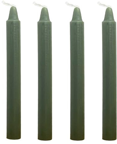 Scentoria 4 Stück Stabkerzen Grün, Spitzkerzen, Lange Kerzen, Stabkerze Höhe 22 cm ø 2,2 cm, Tropfkerzen Lange Brenndauer für Rituals Kerze, Tisch Dekoration, Bankett, Hochzeit
