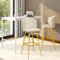 IDMarket - Lot de 2 tabourets de Bar Coquillage Adella crème en Velours Pieds dorés