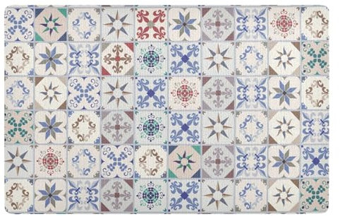 Fußmatte 81,3 x 50,8 cm, rutschfest, Gummi, für drinnen und draußen, saugfähig, Hunde-Fußmatte für Zuhause, Eingangsbereich, Terrasse, Veranda, hydraulische Fliesen, typisch Spanien