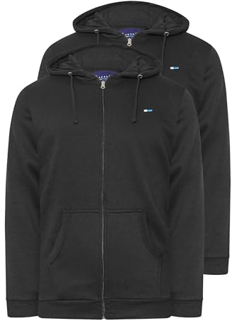 BadRhino Big & Tall 2 Pack Zip Through Essential Hoodie - Men's - Plus Size Curve