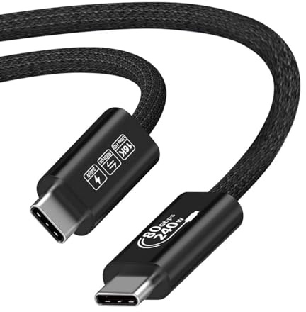 Thunderbolt 5,80Gbps Data Transfer,up to 120Gbps Bandwidth Boost,240W Fast Charging,16K/8K 60Hz Display,Compatible with Thunderbolt 4 Cable,Thunderbolt 5 Cable 3.3ft,USB4,Apple Mac,iPhone (1.0M)