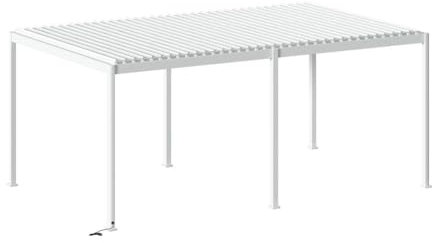 Hespéride - Pergola bioclimatique électrique Evora Grand modèle 6 x 3,6m - Structure et Lames Doubles en Aluminium Blanc
