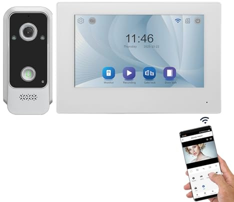 7“ kabelgebundenes Video-Türklingelsystem, 2MP Kamera, IP65 Wasserdicht, Nachtsicht, Tuya App Steuerung, 2-Weg-Kommunikation, für Haustür & Wohnung