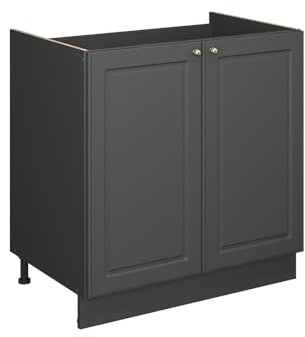 Vicco Spülenunterschrank Fame-Line, Anthrazit-Gold Landhaus, 80 cm, AP Eiche