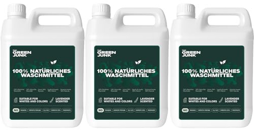 The Green Junk - Lessive 100% Naturelle 5L (paquet de 3) - Lessive Liquide Bébé - Hypoallergénique - Sans Parfum Synthétique - 501 Lavages
