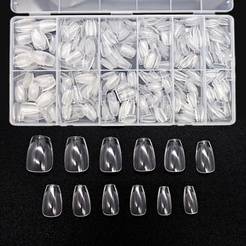 JZK Lot de 600 faux ongles transparents courts en forme de cercueil - Couvrance complète - Faux ongles en acrylique - Pour la maison ou le salon