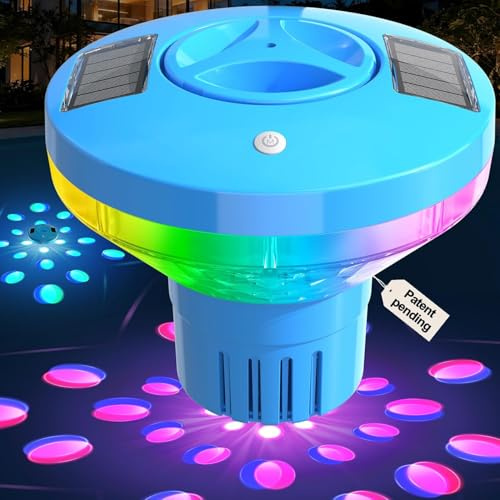 AearKing 2026 Dosierschwimmer Pool, Solar Chlor Dosierschwimmer Groß für 5*3 Chlortabletten,Chlordosierer für Pool mit Lichter,Chlorschwimmer Pool Schwimmer Einstellbare Freigabe,Pool Chlor Dosierer
