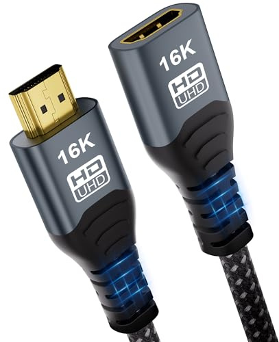 CAKOBLE HDMI Extender 1m, HDMI 2.2 Male to Female,96Gbps Ultra High Speed 16K,8K,4K@480Hz,eARC, HDR10+, HDCP 2.3, HDMI 2.1 Extension, for Home Theater TV Projector