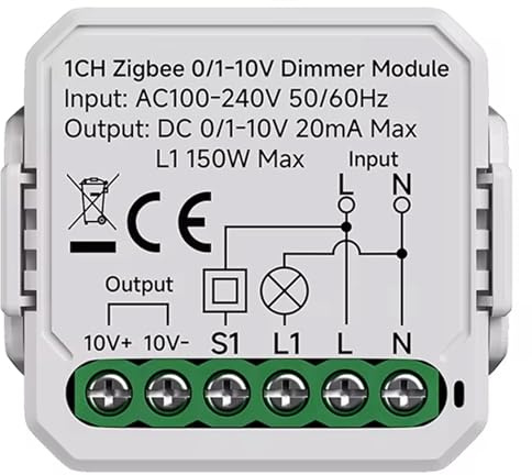 NONDK Tuya WiFi Zigbee 0/1-10V LED Dimmer Controller Drucktasten-Dimmfunktion 100-240V Unterstützung für Life APP Steuerung B
