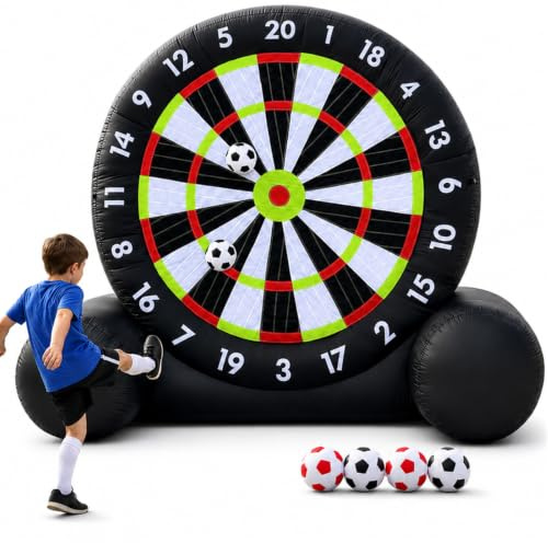 LHMWTWR Fussball Dart aufblasbar Outdoor,3M fußball dartscheibe | 370 W Gebläse, 8 Bälle enthalten , wasserdicht, riesiges Outdoor-Spiel, für Hinterhof/Partys