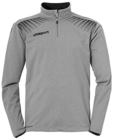 Uhlsport UHLSH Kids Goal 1/4 Zip Top Kids Sweatshirt - Dark Grey Melange/Black, 152