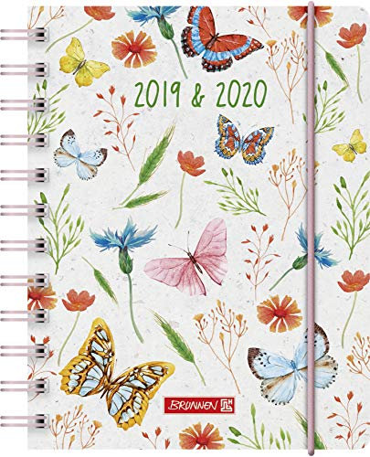 Baier & Schneider BRUNNEN 1072915040 „Schmetterling“ , Schülerkalender/Tageskalender 2019/2020 , 1 Seite = 1 Tag, Sa. + So. auf einer Seite , Blattgröße 12 x 16 cm , A6 , PP-Einband