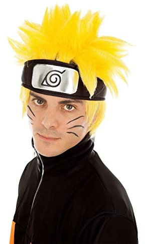 Naruto-Lizenz-Perücke Kostümzubehör für Erwachsene gelb-schwarz - Gelb