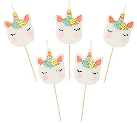 Talking Tables Unicorn-Candles Velas de cumpleaños con Forma de Unicornio, Paquete de 5, Cera