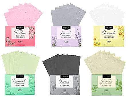Lulyl Papier Buvard Pour Le Visage Huile Feuilles Absorbant L'Huile Naturelle Tissus Soins Du Film De Contrôle Femmes Homme , 100 Unité (Lot 6)