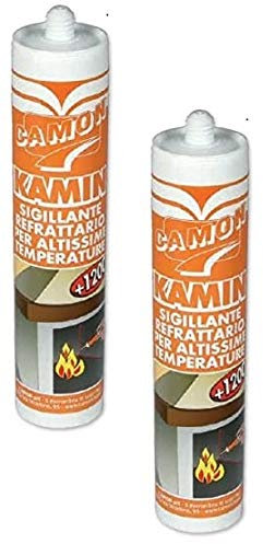 PACK 2 PEZZI CAMON serie 121250 Kamin +1200° Antracite Sigillante cementante refrattario 500 gr