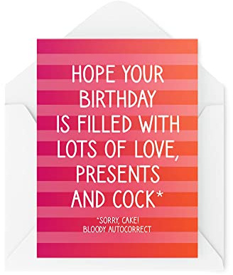 Tongue in Peach Lustige Karten Geburtstagskarte Geschenke und Hahn zum 21., 30., 40., 50., 60., 70. Grußkarte Witzig Humor Lachen Scherz Spaß CBH30