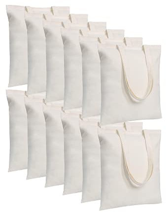 MR.R 12 piezas de sublimación bolsas de poliéster de lona para impresión de prensa de calor, 35x40 cm, beige