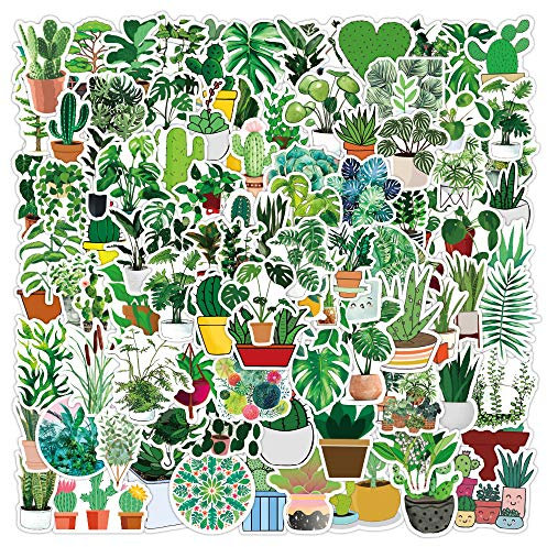 100Pcs Green Plants Skateboard Stickers for Laptop Car Bike Helmet Phone Guitar Plants Stickers Vinyl Stickers Waterproof Aesthetic Sticker Pack Decals for Adults Teens Kids