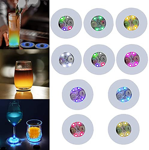 CDIYTOOL 50 Stück LED-Untersetzer, rund, Flash-Tassenaufkleber, Lichter für Wein, Likör-Flaschen, Getränke, Party, Bar Party (50 Stück)