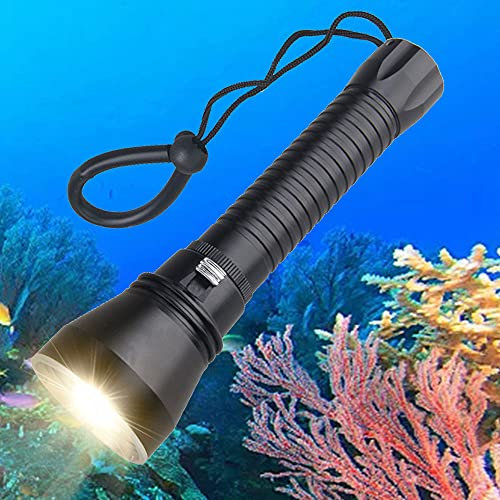 XAEIOW Tauchlampe, Taschenlampe für den Tauchsport, Super Helle XHP70 LED Lampe mit 4000 Lumen, Unterwasser 100m (Gelb)