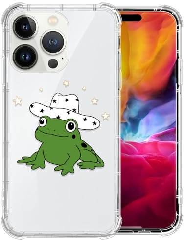 iPhone 12 Mini Case for Girl,Clear with Cowboy Hat Frog Pattern Design Plastic Shockproof TPU Bumper Protective Case Compatible with Apple iPhone 12 Mini