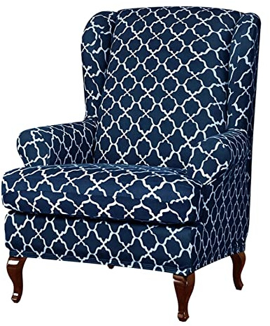 Eco-Ancheng Wingback Chair Slipcover 2 Piece Wingback Chair Cover Spandex Wing Chair Slipcovers Wingback Armchair Covers with Elastic Bottom for Living Room Wingback Chair