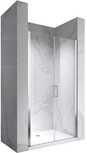 Porte de douche battante 92x185 cm verre transparent - ajustable de 92 à 95 cm